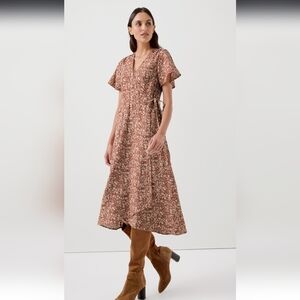 Women's Baked Clay Prairie Floral Cafe Crepe Wrap Dress